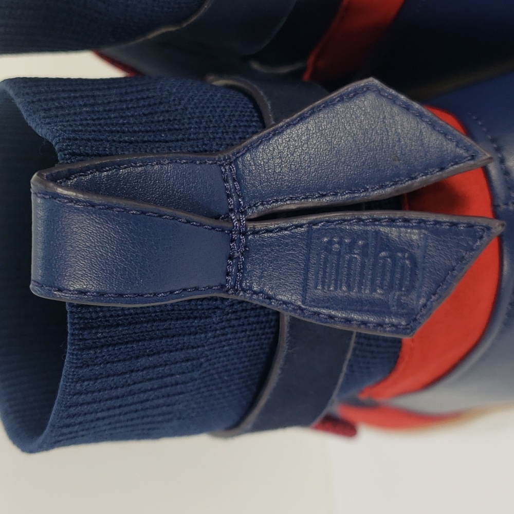 FITFLOP GLACE KNIT LEATHER MIDNIGHT NAVY RED LACE UP ANKLE BOOTS WOMEN'S 10 - Picture 10 of 15